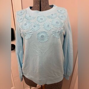 Women’s Talbots Blue Embroidered Cotton Crewneck Sweatshirt Medium Petite